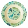 Rice Melamine Børneskal Green Dinosaur