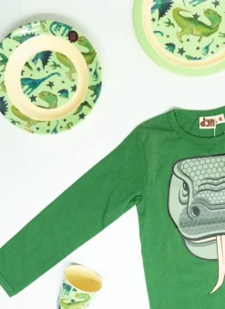 Rice Melamine Børneskal Green Dinosaur