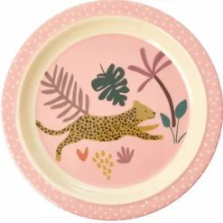 Rice Melamine Børnetallerken Pink Jungle Animals