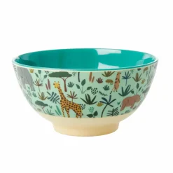 Rice Melamine Skal - Medium Green Jungle Animals