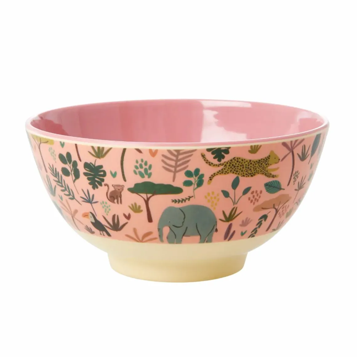 Rice Melamine Skal - Medium Coral Jungle Animals