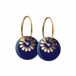 Scherning Bloom Oreringe Stor Midnight Blue/Guldbelagt