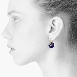 Scherning Bloom Oreringe Stor Midnight Blue/Guldbelagt