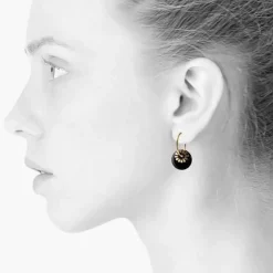 Scherning Bloom Oreringe Stor Black/Guldbelagt