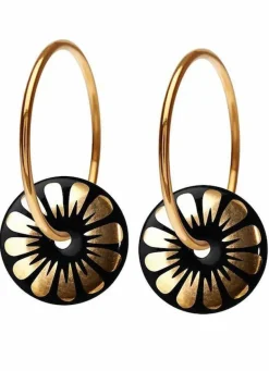 Scherning Bloom Oreringe Black/Guldbelagt