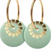 Scherning Bloom Oreringe Stor Aqua/Guldbelagt