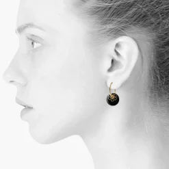 Scherning Flora Oreringe Stor Black/Guldbelagt