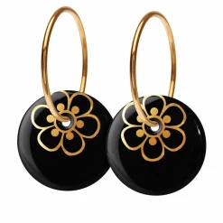 Scherning Flora Oreringe Stor Black/Guldbelagt